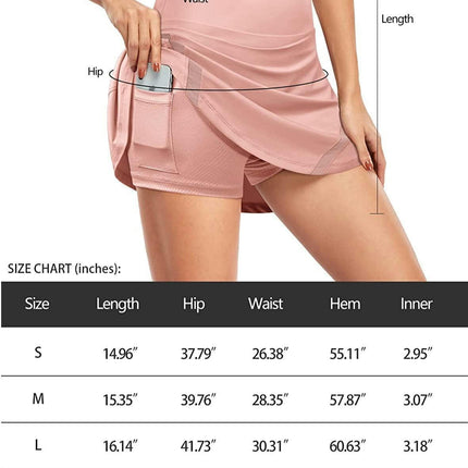 Women's High Waist Printed Tennis Skirt with Pockets Tummy Control Casual Lined Mesh Shorts Skirt