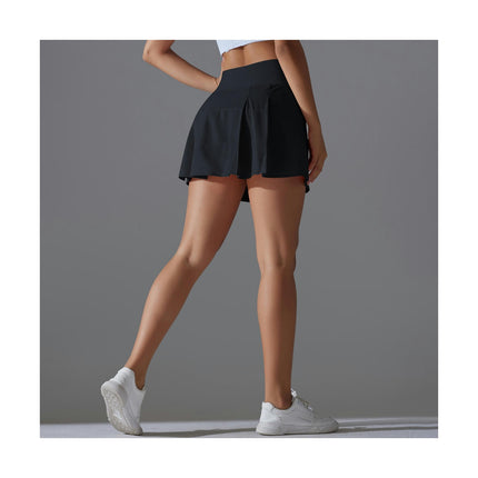 Women's Nylon Skirt High Waist Fake Two Piece Tennis Sports Skirt Running Fitness Yoga Skirt