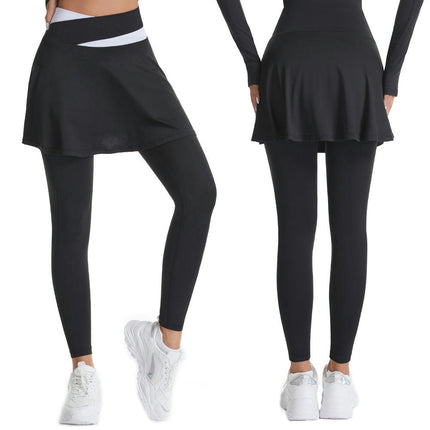 1 Pack Women Tennis Skirted Leggings with Pockets Athletic Pleated Skirts with Leggings Skort