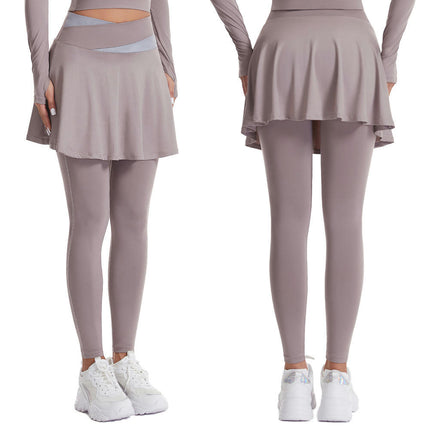 1 Pack Women Tennis Skirted Leggings with Pockets Athletic Pleated Skirts with Leggings Skort