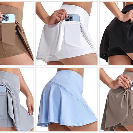 Women's High Waist Pleated Tennis Skirt Athletic Golf Skirt with Pockets and Lined Shorts