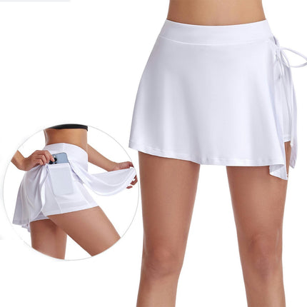 Yoga Skirt - Women's Side Waist Tie Skirt Badminton Skirt Lined Shorts