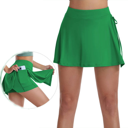 Yoga Skirt - Women's Side Waist Tie Skirt Badminton Skirt Lined Shorts