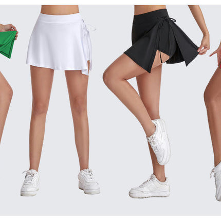 Yoga Skirt - Women's Side Waist Tie Skirt Badminton Skirt Lined Shorts