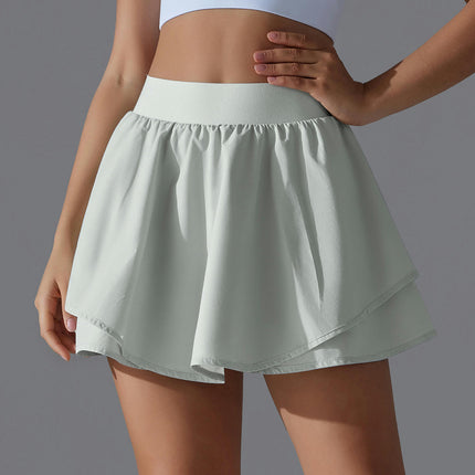 Womens Tennis Skirt Double Ruffle Golf Skort Tummy Control Athletic Skirts with 2 Pockets