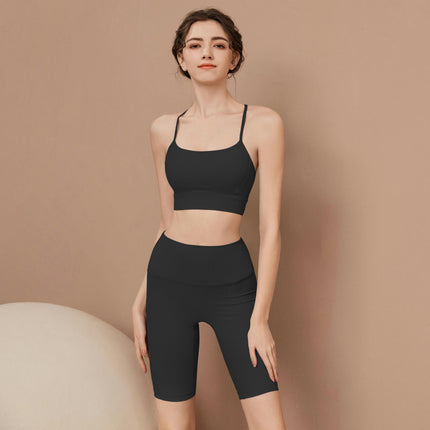 Women Seamless Yoga Set 2 Piece -Workout Sport Bra Matching High Waist Shorts Legging Outfit