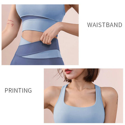 Women's Yoga Wear Two-Piece Set High Waist Leggings with Sports Vest Bra Fitness Wear Set