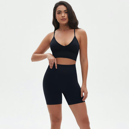 Workout Sets for Women 2 Piece Outfits Gym Shorts High Waisted with Adjustable Sports Bra Gym Sets