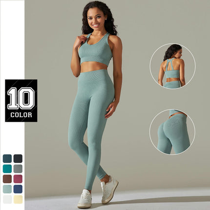 Women's Yoga Outfits 2 Piece High Waisted Tight Pants with Sports Bra Gym Clothes Sets