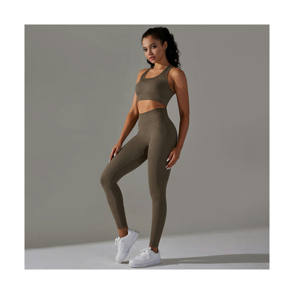 Workout Sets for Women 2 Piece Seamless Sports Bra High Waist Yoga Leggings Set