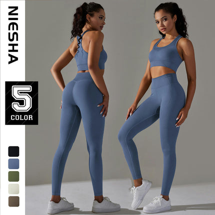 Workout Sets for Women 2 Piece Seamless Sports Bra High Waist Yoga Leggings Set