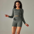 9226 long sleeve+shorts set-deep gray