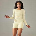 9226 long-sleeved+shorts set-milk white