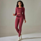 9226 long sleeve+trousers set-wine red