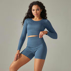 9226 long sleeve+shorts set-light blue