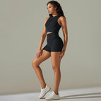 9310 vest+shorts set-pure black