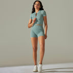 9310 short-sleeved+shorts set-blue gray