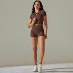 9310 short-sleeved+shorts set-brown