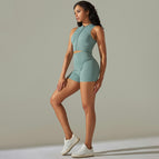 9310 vest+shorts set-blue gray