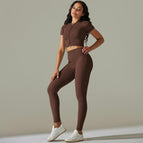 9310 short-sleeved+trousers set-brown brown