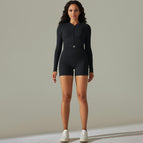 9310 long sleeve+shorts set-pure black