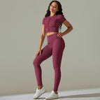 9310 short-sleeved+trousers set-wine red