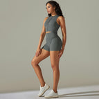 9310 vest+shorts set-deep gray