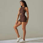 9310 vest+shorts set-brown brown