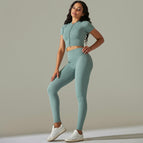 9310 short-sleeved+trousers set-blue gray