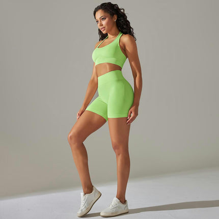 Workout Sets for Women 2 Piece High Waisted Seamless Leggings Matched Halter Neck Sports Bra Set