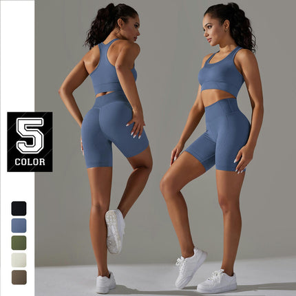 Workout Sets for Women 2 Piece High Waisted Seamless Leggings with Racerback Sports Bra Sets