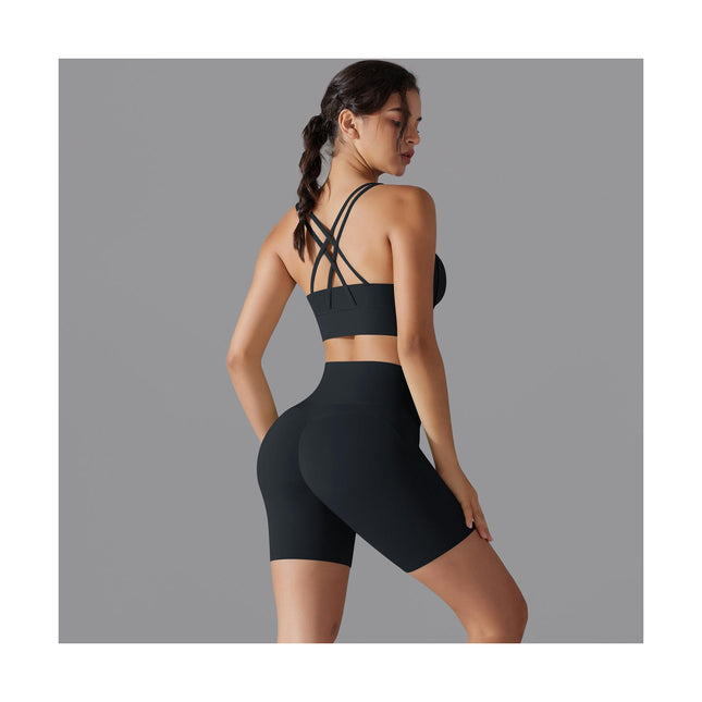 Women's Workout Sets 2 Piece Yoga Outfit High Waisted Biker Shorts Leggings Sports Bra Gym Clothes