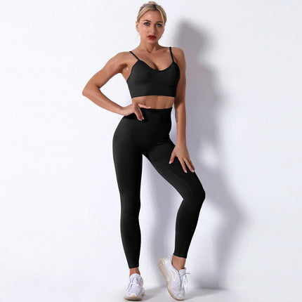 Women's Yoga Set 2-piece Camisole Sports Bra High Waist Cycling Pants Leggings