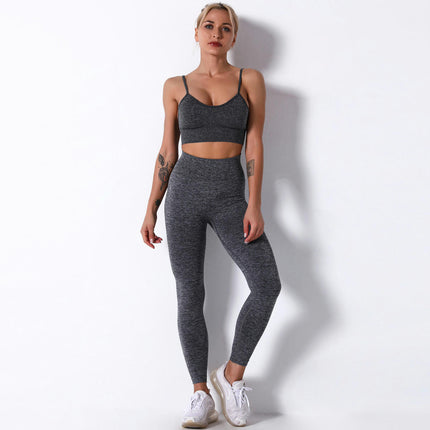 Women's Yoga Set 2-piece Camisole Sports Bra High Waist Cycling Pants Leggings