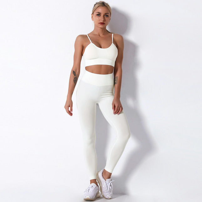 Women's Yoga Set 2-piece Camisole Sports Bra High Waist Cycling Pants Leggings