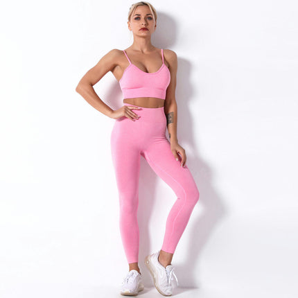 Women's Yoga Set 2-piece Camisole Sports Bra High Waist Cycling Pants Leggings