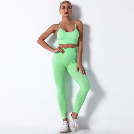 Women's Yoga Set 2-piece Camisole Sports Bra High Waist Cycling Pants Leggings