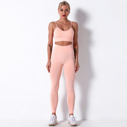 Women's Yoga Set 2-piece Camisole Sports Bra High Waist Cycling Pants Leggings