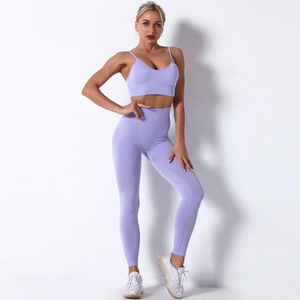 Women's Yoga Set 2-piece Camisole Sports Bra High Waist Cycling Pants Leggings