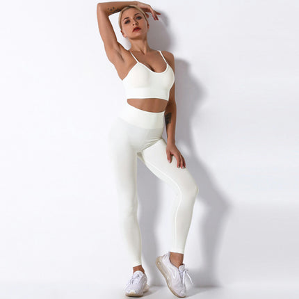 Women's Yoga Set 2-piece Camisole Sports Bra High Waist Cycling Pants Leggings