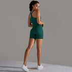 6621 loose bras+shorts set-dark green