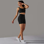 6621 vest+shorts set-black