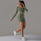 6621 long-sleeved+shorts set-Jun Green