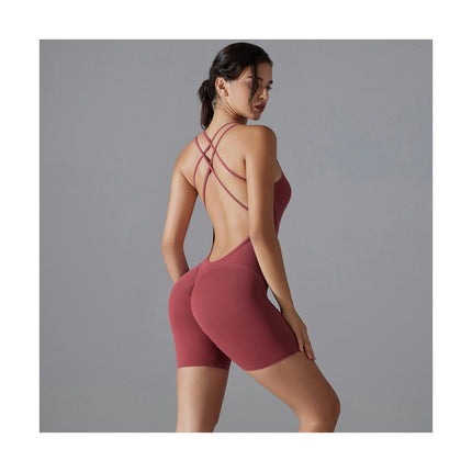 Scrunch Butt Form Fitting Romper Shorts Bodysuits For Women Body Shaper Workout Sexy Backless Jumpsuits