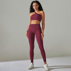 6612 Shoulder-shoulder chest+trousers set-wine red