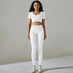 6612 short-sleeved+trousers set-milk white