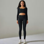 6612 long-sleeved+trousers set-pure black