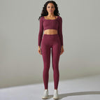 6612 long-sleeved+trousers set-wine red