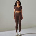 6612 short-sleeved+trousers set-coffee