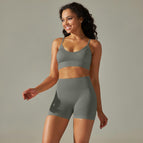 6606 suspended bras+shorts set-deep gray